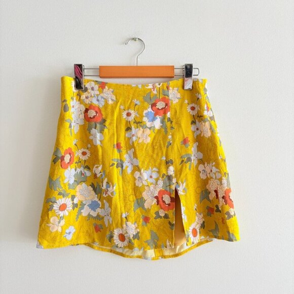 Aritzia Sunday Best Tatiana Skirt Yellow Floral Size 8 - Picture 4 of 8